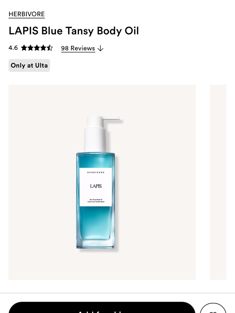 HERBIVORE LAPIS Blue Tansy Body Oil, new!